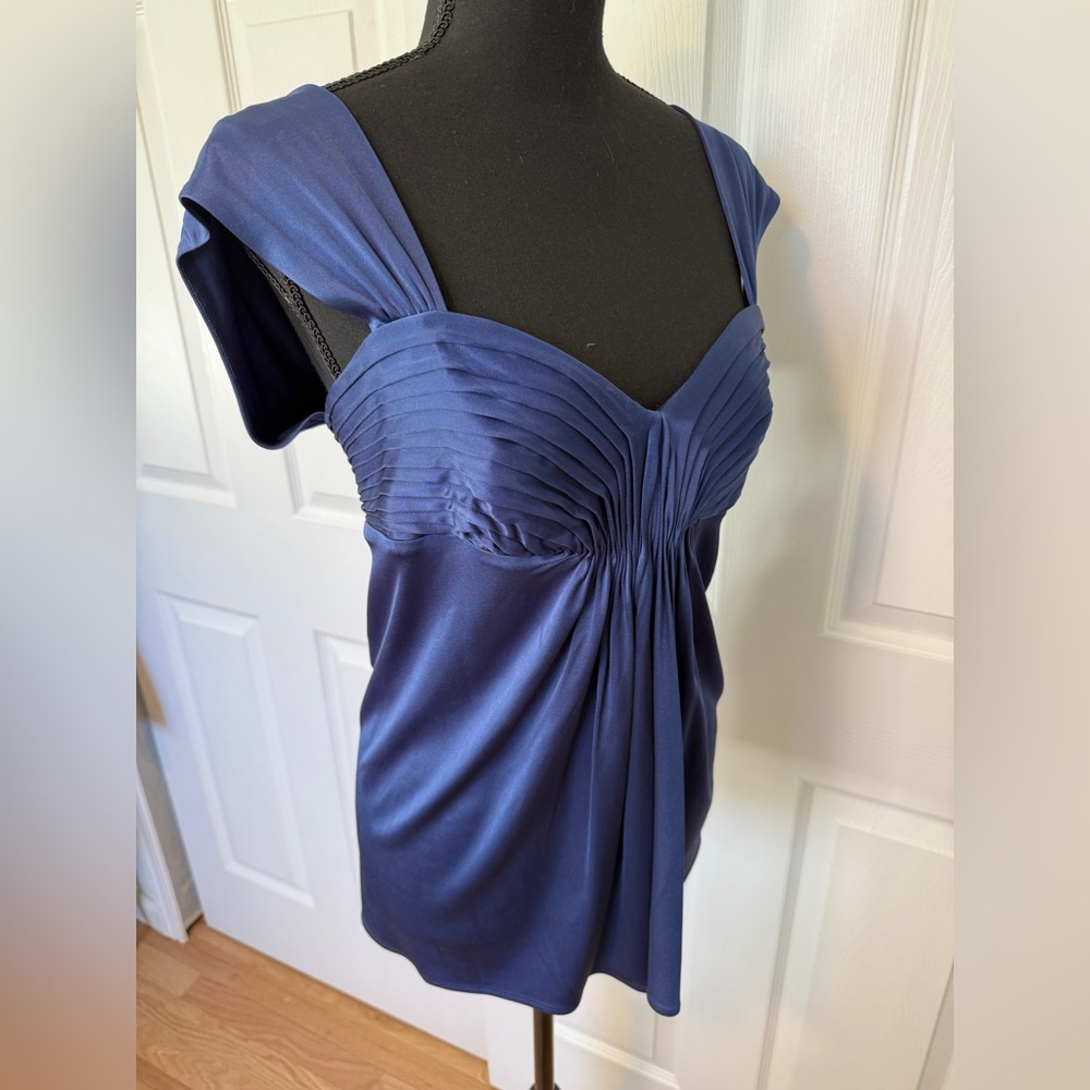 BCBGMaxAzria Deep Blue Pleated Blouse - Picture 8 of 8